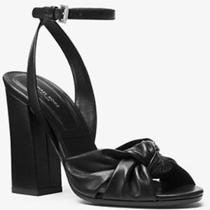 NEW Michael Kors Collection Gabrielle Runway Leather Strap Block Heel 7.5 US